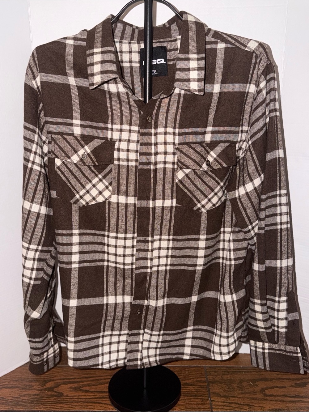 RSQ Brown and Cream Plaid Button-Down Shirt